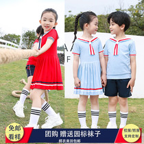 New kindergarten garden clothes summer cotton childrens class clothes British Navy style primary school school uniforms summer performance clothes