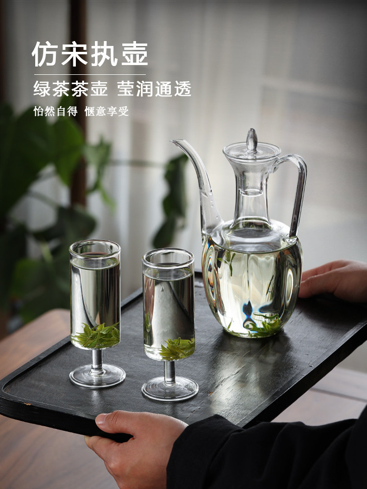 2024 new glass ewer imitation song tea making device teapot green tea special tea set song dynasty high temperature resistant kettle suit