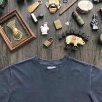 NVGS Garment Indigo Dye tee Blue Dye Washed Round neck Short sleeve Organic cotton fit cut