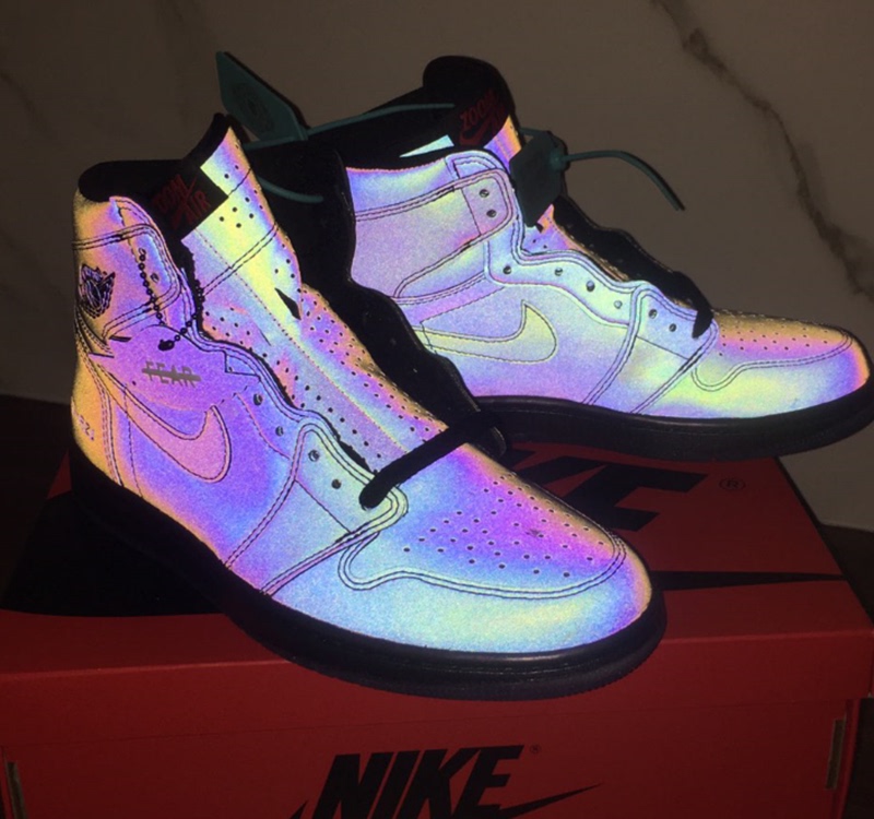 aj1变色龙跑鞋,反光鞋面全掌zoom