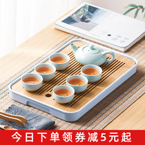 Tea set set household ceramic tea cup simple Chinese teapot whole set of office hospitality heat-resistant kung fu small tea tray