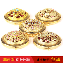 Beauty gift gold hollow cosmetic mirror double-sided folding cute portable portable Russian mirror