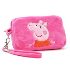 小猪佩奇刺绣斜跨包粉红猪小妹佩佩猪女孩可爱卡通儿童圆形零钱包