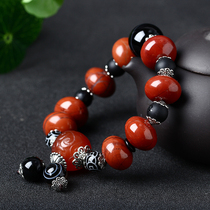Natural red silkworm stone Red Bamboo Stone bracelet shadow stone bracelet Amulet jewelry for men and women can be printed