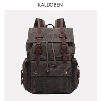 Yinglun Locomotive Retro Canvas Double Shoulder Bag Men Waterproof Backpack Large Capacity Outdoor Travel Bag Computer School Bag Trend