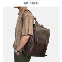 Japan-ROK version retro headlayer Bull Leather Double Shoulder Bag for men and women Handmade genuine leather backpack Leisure computer bag Bag Trend