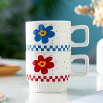 Nordic in personality ceramic cup household cute girl heart coffee cup student Mark cup office cup