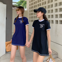 Taoyao Korean ins swimsuit female Conservative student girl sports one-piece skirt style thin belly covering hipster