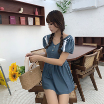 Taoyao girl swimsuit 2021 new summer conjoined conservative Japanese cute bubble sleeve thin waist belly