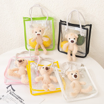 PVC swimming bag ins summer vacation travel girl cartoon Three-dimensional bear jelly beach bag transparent cute fashion