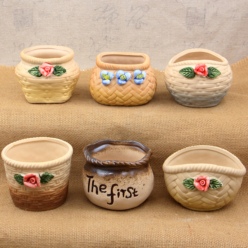 多肉花盆陶瓷创意个性复古粗陶花器肉肉植物长方形室内简约小盆器_7折