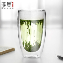 Yaji double-layer household insulation minimalist cup Heat-resistant and anti-scalding thickened glass transparent cup Coffee cup Green tea cup