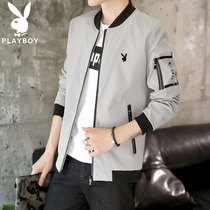 Playboy mens jacket spring and autumn casual middle-aged clothes Korean version of the trend dad coat mens wear thin