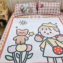 (Toyama Strawberry) cotton four-piece cotton cartoon cute bed sheet quilt cover girl heart bedding