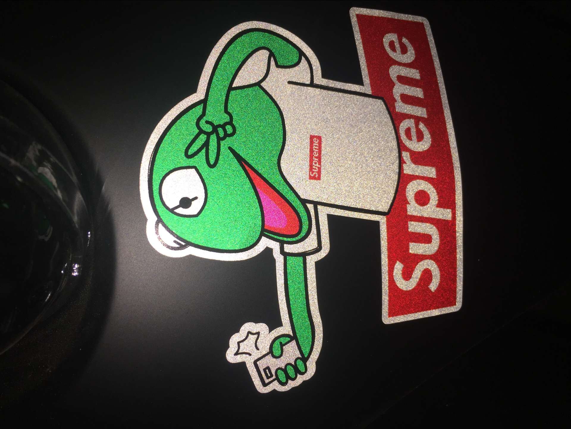 汽车外饰装饰贴 青蛙潮牌supreme kermit科米蛙卡通版反光车贴