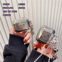 ins plated little bear Airpods2 protective sleeve cute application Pro3 generation of apple Bluetooth headphone soft shell hanging neck