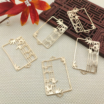 28*47mm pure copper bamboo leaf window flower Chinese style hollow connection pendant double-sided color preservation handmade diy hairpin accessories