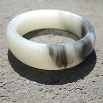 Dialect enterprise boutique Hetian jade seed material black and white artistic conception blue and white high-fat inner diameter 55mm formal bracelet F