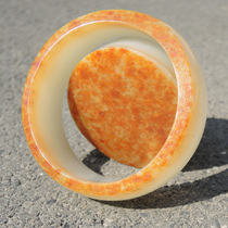 Dialect enterprise boutique Hetian jade native three-color poly orange red live skin sheep fat jade seed material luxury bracelet cover F