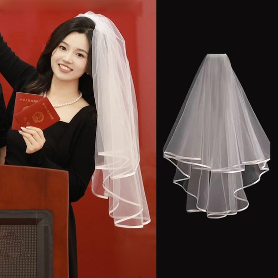 작은 베일 웨딩 드레스, 베일 실크 빵 가장자리 제안 약혼 머리 장식 사진 소품으로 인증서를 받고 신부 등록 작은 베일 웨딩 드레스, 베일 실크 빵 가장자리 제안 약혼 머리 장식 사진 소품으로 인증서를 받고 신부 등록