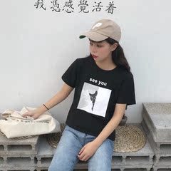 短袖女酷帅气街头韩版宽松学生原宿上衣百搭bf半袖港风紫色t恤女