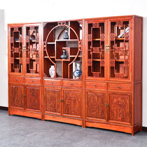 Chinese style full solid wood bookcase free combination with door cabinet Simple storage storage bookcase Antique bookcase South Elm wood