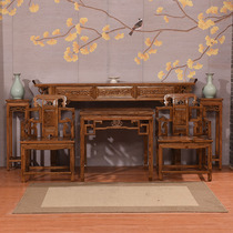 New Chinese style Middle hall six-piece set four-piece case for the table Rural hall house South elm furniture Antique solid wood god table