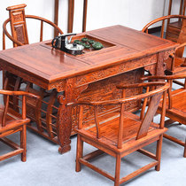 Solid wood tea table and chair combination South Elm Wood Kung Fu tea table Antique tea ceremony table New Chinese tea table Drink tea tea table