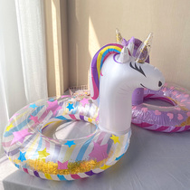 ins transparent sequin unicorn Flamingo Swimming ring inflatable thick adult armpit lifebuoy swimming ring