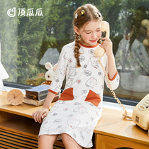 Cucumber Girls Summer Thin Nightdress Kids Modal Home Clothing Baby Princess Style Skirt Girls Pajamas