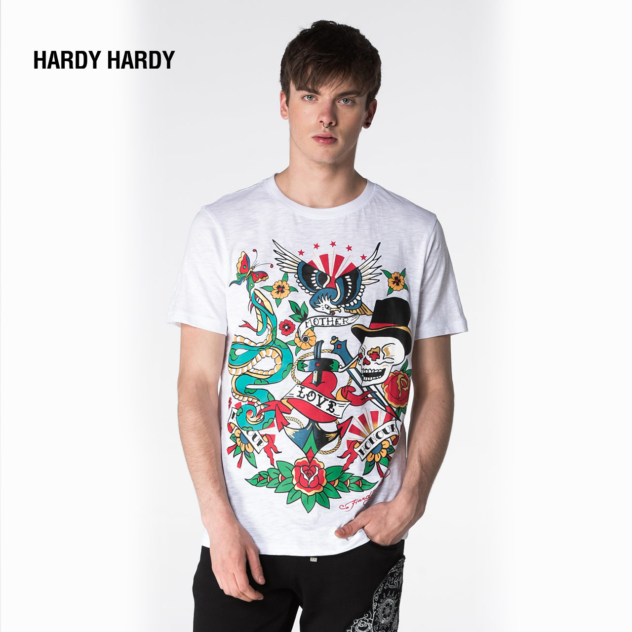 hardy hardy 男式圆领t恤 潮牌彩色印花短袖t恤hh17submssu274