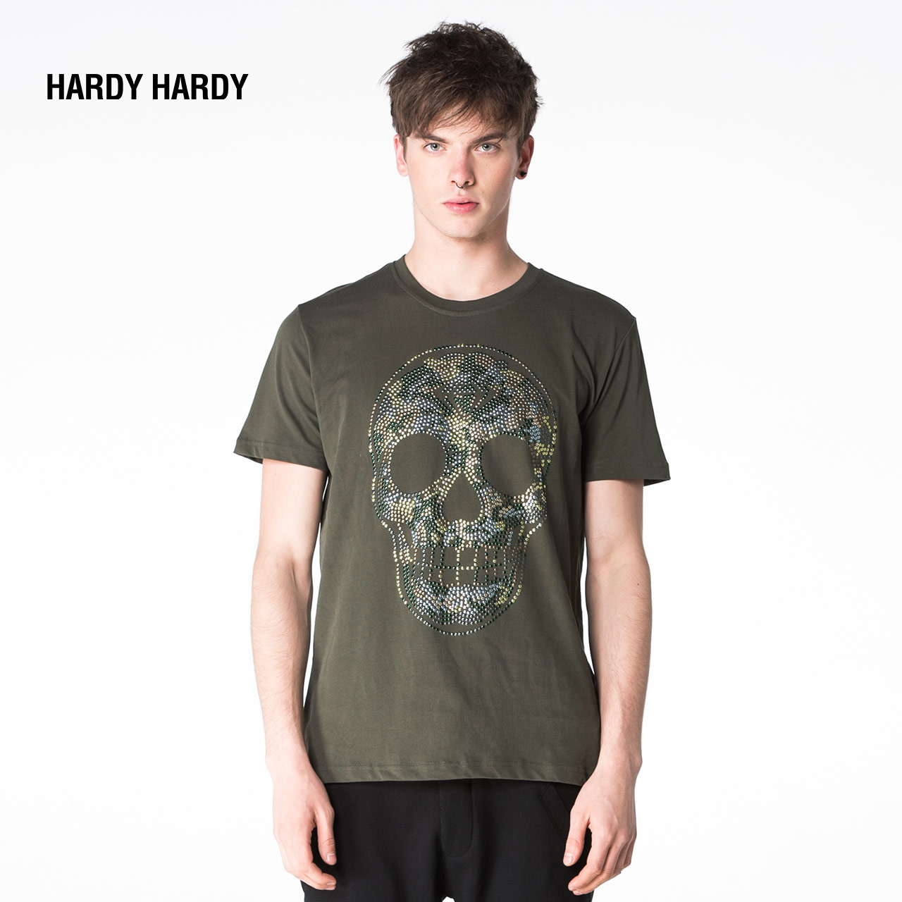 hardy hardy男式圆领t恤 潮牌原创彩色骷髅短袖t恤hh17spbmssp266