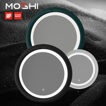 Moshi Nordic ceramic mirror toilet wall mounted LED luminous light mirror round vanity mirror smart bathroom mirror