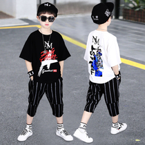 2022 new fat boy fitted with summer clothing season Han version handsome children with great children short sleeves big code two sets of damp