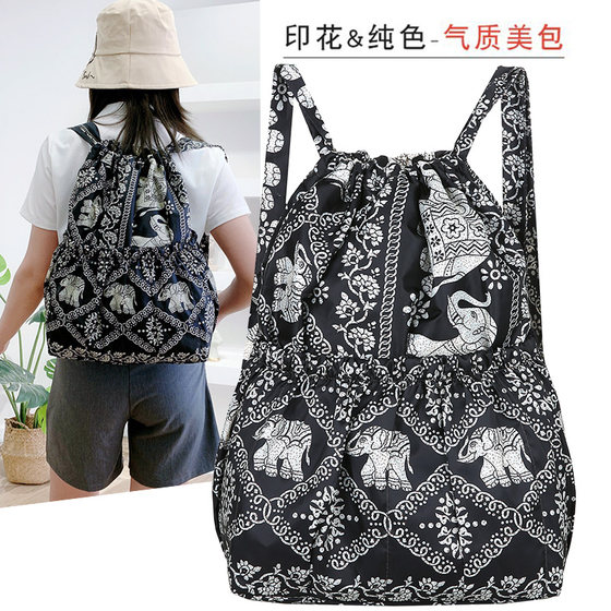Bargaining nylon cloth backpack drawing rope bundle pocket backpack women's bag light exercise large capacity backpack Bargaining nylon cloth backpack drawing rope bundle pocket backpack women's bag light exercise large capacity backpack