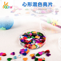 Art fun kindergarten handmade materials homemade handmade diy young children handmade heart-shaped mixed color sequins