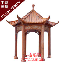 Stone carved pavilion marble Late Xia red promenade corridor Hexagonal stone pavilions Courtyard Square Ostyle Pavilions Casual Swing pieces