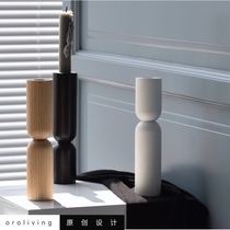 oroliving original solid wood candle holder pendulum Nordic home decoration ornaments props minimalist semi-round candlestick