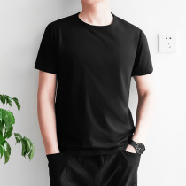 Short sleeve t-shirt male summer breathable elastic ice silk cotton round collar pure color mens half sleeve undershirt summer loaded with clothes