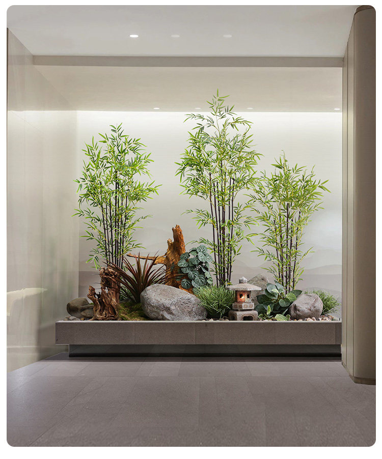 罗曼爸爸仿真植物竹子造景组合室内枯山水绿植角落盆景景观装饰办