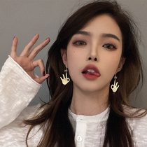2020 new Chao female earrings Korean temperament female earrings personality design sense OK hand ornaments no ear clip