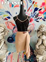 LYDAANCE Latin practice Milk Tea Color Open Fork Dress Latin Skirt half body dress Latin dance dress Dancing dress