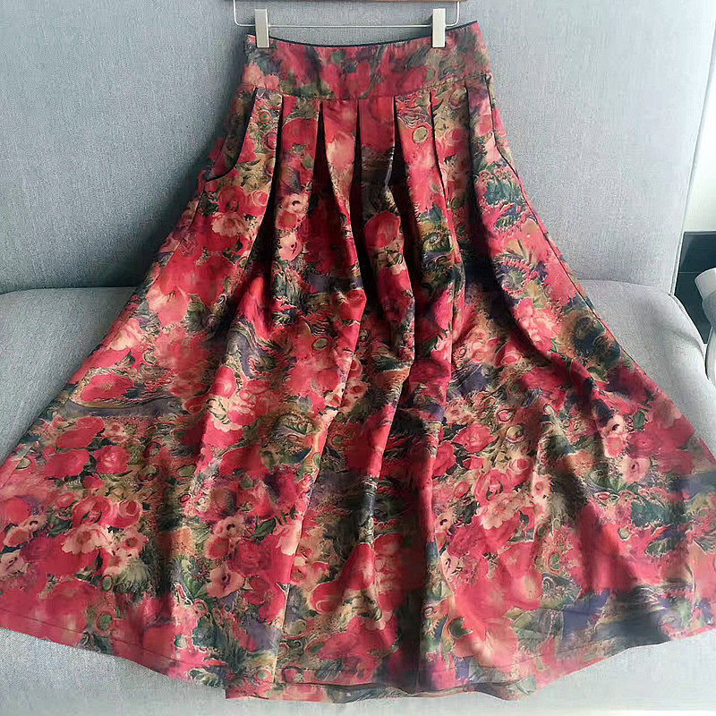 中式真丝香云纱百褶大摆半身长裙罗裙100%桑蚕丝香云纱半身裙_不打折