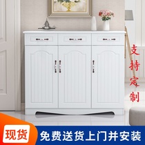 Solid wood shoe cabinet modern simple balcony locker Nordic home door large capacity living room storage cabinet Portal cabinet