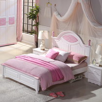 All solid wood childrens bed girl princess bed 1 5 meters single bed young boy double pressure high Box storage