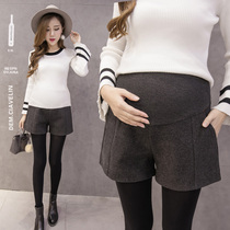 2021 autumn pregnant women shorts fashion casual tide mom wide leg pants autumn and winter loose size pregnant women woolen boots pants