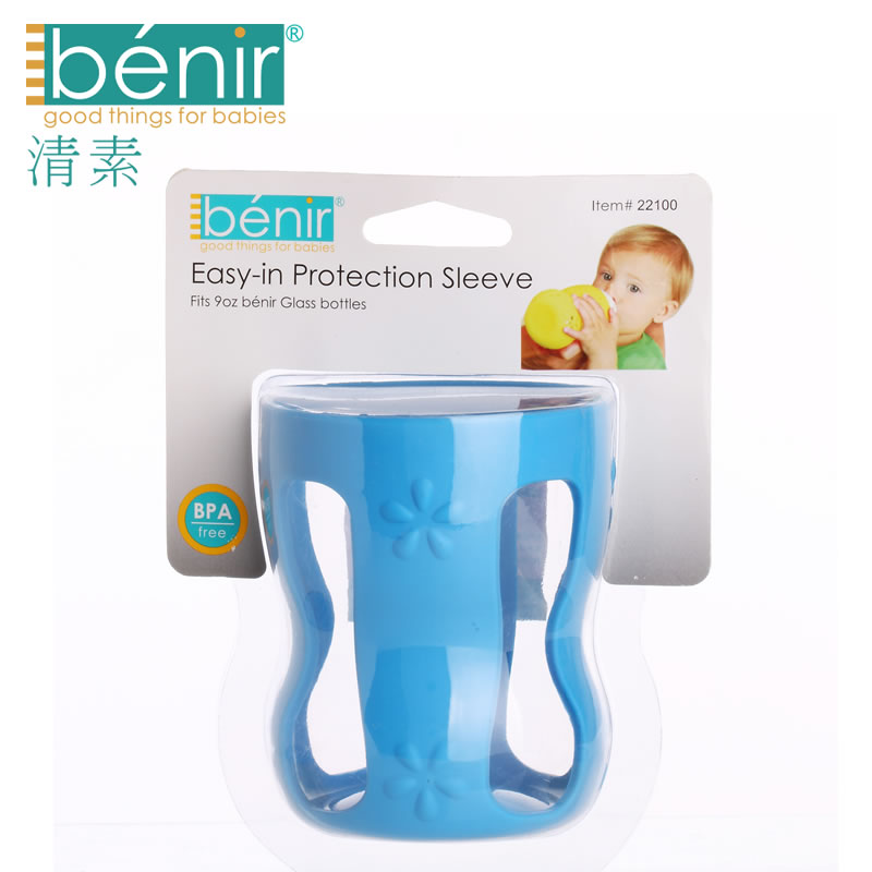 benir清素婴儿宽口径玻璃奶瓶防摔套奶瓶套新生儿宝宝用品保护套产品展示图5