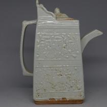 Yuanshufu kiln egg white glaze phoenix deer pattern square holding pot antique antique high antique porcelain collection home decoration