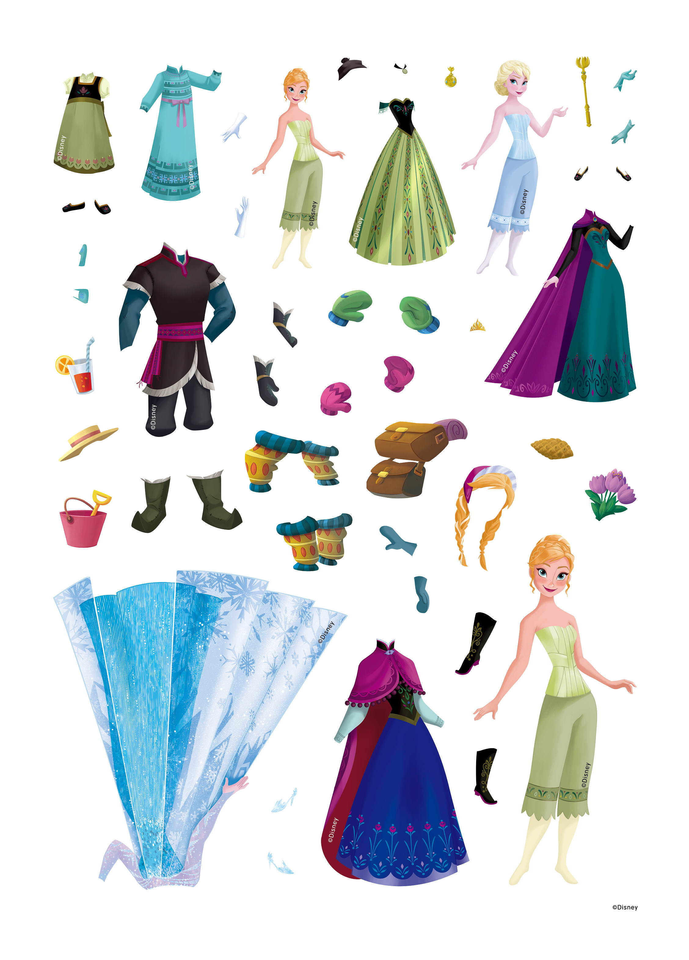 冰雪奇缘 闪粉泡泡贴n次换装书迪士尼公主3-4-5-6-7-8-9-10岁少儿童