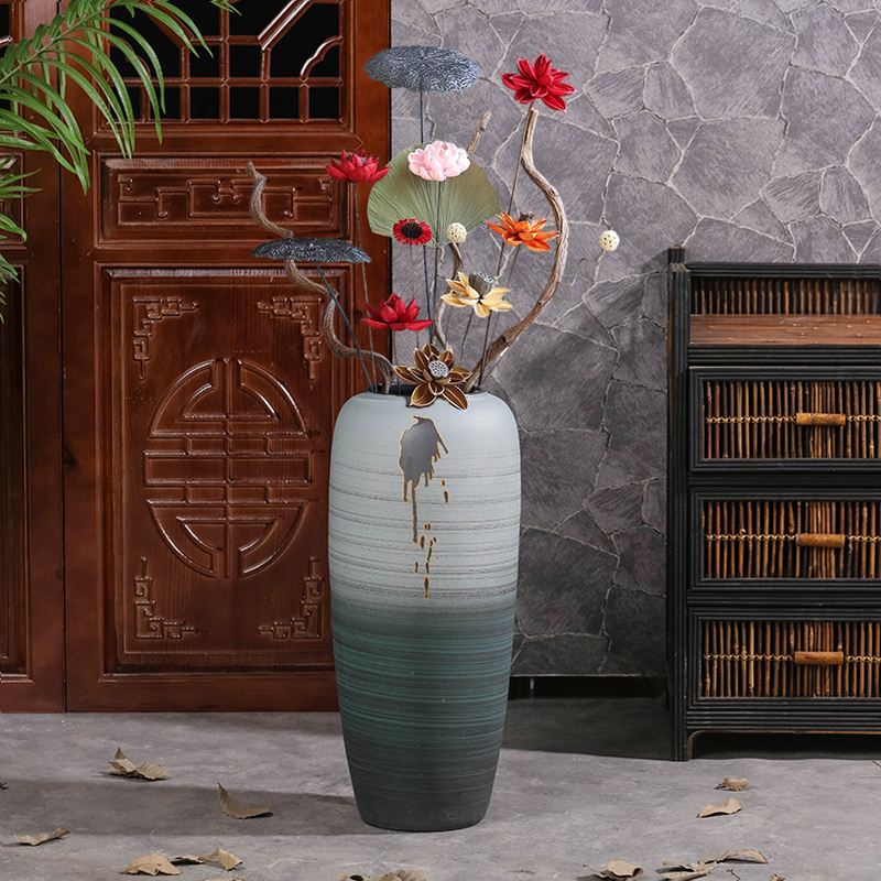 New Chinese style ceramic vase landing furnishing articles hotel home sitting room porch light dry flower decoration key-2 luxury flower arrangement